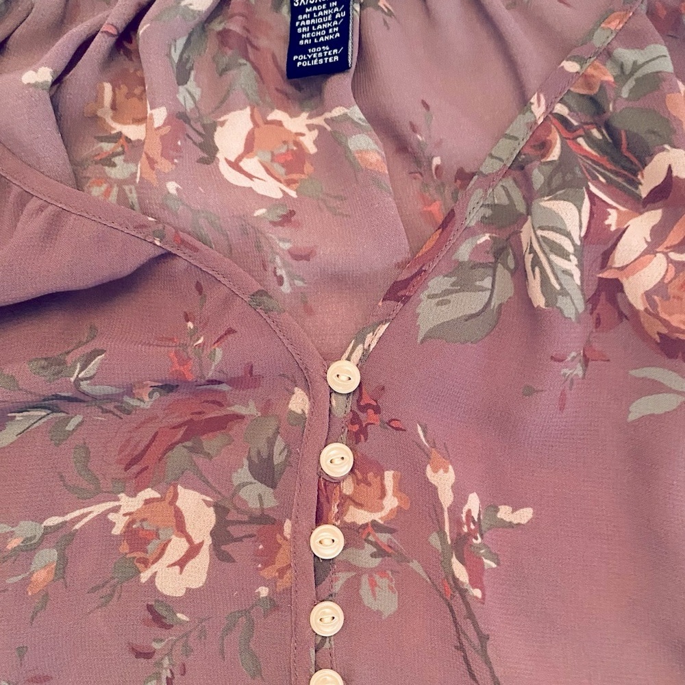 Chaps Floral Roses Blouse - Picture 4 of 9